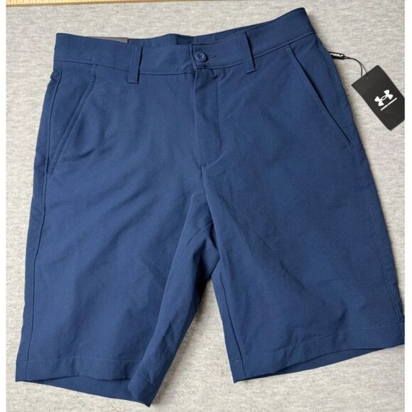 Under Armour Chino Shorts Mens Size 30 Blue Dark Wash Mid-Rise Summer 10" Inseam - Picture 1 of 7